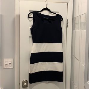 Navy blue and white bandage dress